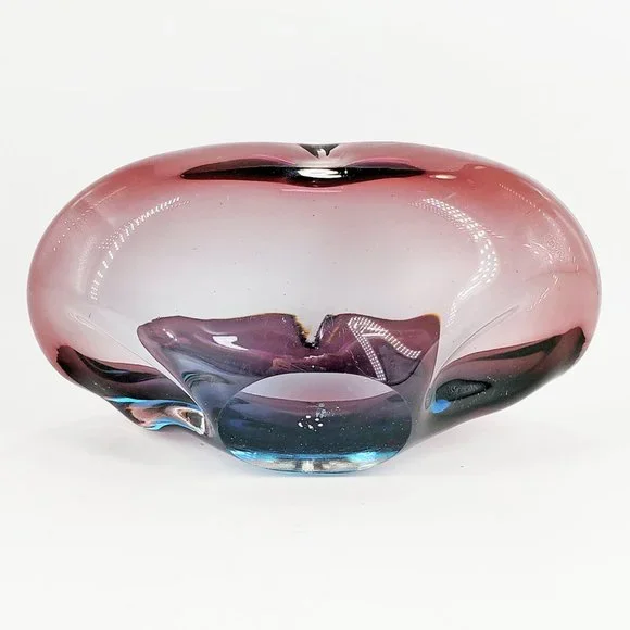 Murano Glass Bowl Ameythyst & Blue Sommerso Small Bowl Mid-Century Modern 1960s - Picture 6 of 7